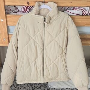 American Eagle Outfitters Beige Puffer Jacket